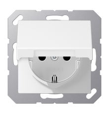 Розетка SCHUKO®, с защитой от детей, с крышкой; термопласт; белый матовый  A1520BFKIKLWWM  Jung