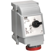 Розетка для тяжелых условий с выключателем и механической блокировкой 416MVS6WH, 16A, 3P+N+E, IP67, 6ч  2CMA163272R1000  ABB