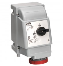 Розетка для тяжелых условий с выключателем и механической блокировкой 316MVS6WH, 16A, 3P+E, IP67, 6ч  2CMA163264R1000  ABB