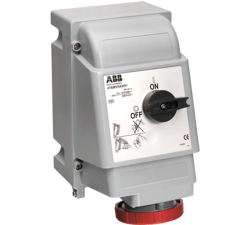 Розетка для тяжелых условий с выключателем и механической блокировкой 416MVS6WH, 16A, 3P+N+E, IP67, 6ч  2CMA163272R1000  ABB