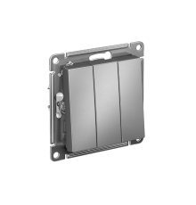 AtlasDesign Сталь Выключатель 3-клавишный сх.1+1+1, 10АХ, механизм  ATN000931  SE