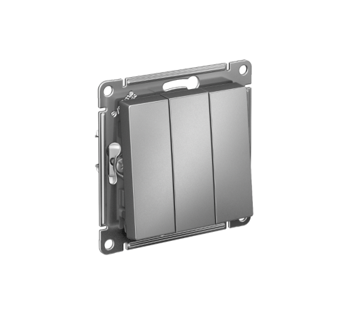 AtlasDesign Сталь Выключатель 3-клавишный сх.1+1+1, 10АХ, механизм  ATN000931  SE