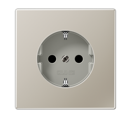 Штепсельная розетка SCHUKO 16А / 250В с защитными шторками, пружинные зажимы; металл; нержавеющая сталь; Edelstahl  ES1520KI  Jung