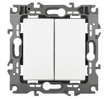 Выключатель ЭРА Серия 12 12-1104-01М двойной, 10АХ-250В, белый матовый   Б0065701  ЭРА