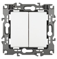 Выключатель ЭРА Серия 12 12-1104-01М двойной, 10АХ-250В, белый матовый   Б0065701  ЭРА