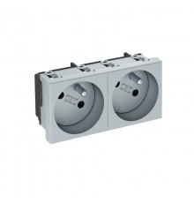 Розетка двойная 33° франц. стандарт, 250 В, 16A (серебристый) (STD-F3 AL2)  6120252  OBO Bettermann