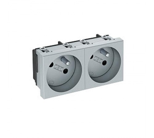Розетка двойная 33° франц. стандарт, 250 В, 16A (серебристый) (STD-F3 AL2)  6120252  OBO Bettermann