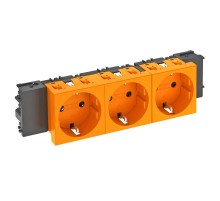 Розетка тройная 0° Modul45connect с з/к, 250 В, 16A (оранжевый) (STD-D0C ROR3)  6120384  OBO Bettermann