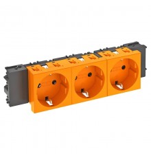 Розетка тройная 0° Modul45connect с з/к, 250 В, 16A (оранжевый) (STD-D0C ROR3)  6120384  OBO Bettermann