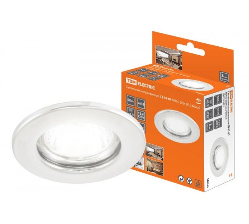 Светильник точечный встраиваемый под лампу СВ 01-01 MR16 50Вт G5.3 белый  SQ0359-0022  TDM