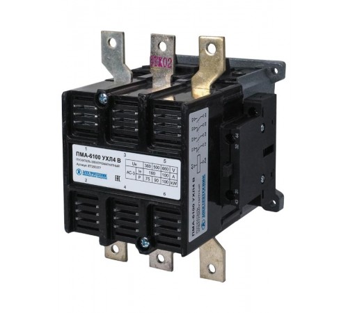 ПМА-6100 УХЛ4 В, 380В, 2з+2р, 160А, нереверсивный, без реле, IP00, пускатель электромагнитный (ЭТ)  ET255377  Электротехник