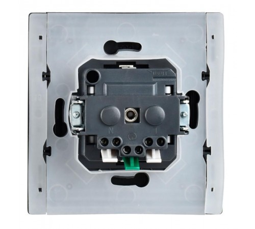 FORTE&PIANO Розетка с заземлением, со шторками, с крышкой безвинтовое крепление 16А IP44 FP119 черный  FP-R16-16-1-44-K02  IEK