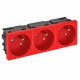Розетка тройная 33° Modul45connect, франц. стандарт, 250 В, 16A (красный) (STD-F3C SRO3)  6120698  OBO Bettermann