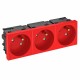 Розетка тройная 33° Modul45connect, франц. стандарт, 250 В, 16A (красный) (STD-F3C SRO3)  6120698  OBO Bettermann