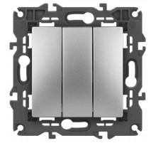 14-1107-03 Выключатель 3-клавишный, 10АХ-250В, IP20, Эра Elegance, алюминий  Б0034252  ЭРА