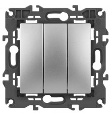 14-1107-03 Выключатель 3-клавишный, 10АХ-250В, IP20, Эра Elegance, алюминий  Б0034252  ЭРА