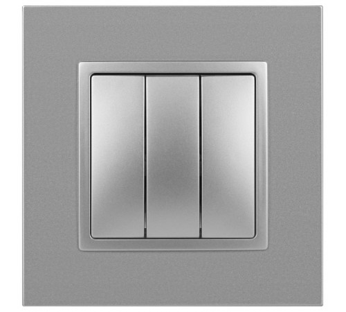 14-1107-03 Выключатель 3-клавишный, 10АХ-250В, IP20, Эра Elegance, алюминий  Б0034252  ЭРА