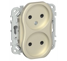 FLITE Розетка 2-ая без заземления со шторками быстрозажимные клеммы 10А РСш02-1-ФлШ шампань  FI-R23-10-1-K37  IEK