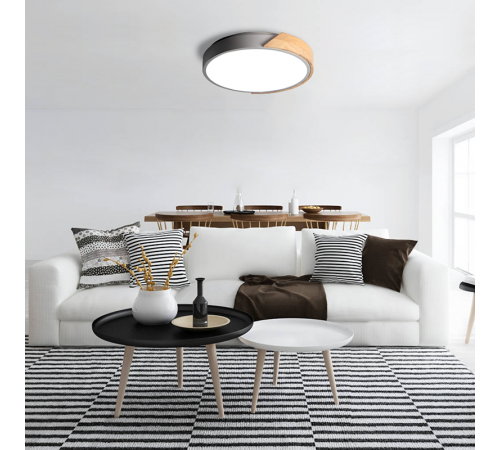 Светильник светодиодный бытовой PPB Sсandic-R 24w 4000K GR/W с деревянной планкой IP20 D330*50  .5037052  JAZZWAY