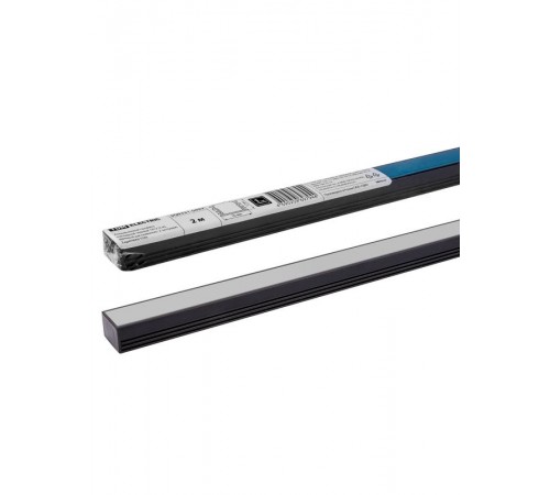 Профиль алюминиевый накладной черный 1612 (2 м), матовый рассеиватель, 2 заглушки, 3 крепежа  SQ0331-0492  TDM