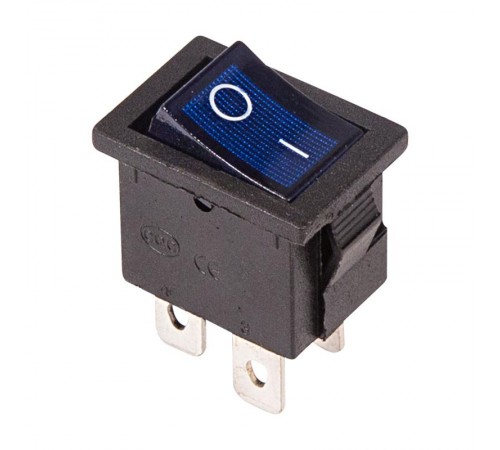 Выключатель клавишный 250V 6А (4с) ON-OFF синий с подсветкой Mini  36-2191  REXANT