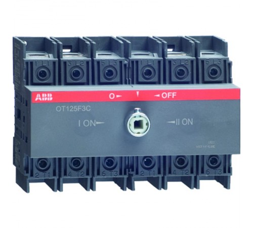 Реверсив. рубильник OT125F3C до 125А 3-пол. на DIN-рейку монт. плату (без ручки)  1SCA105037R1001  ABB