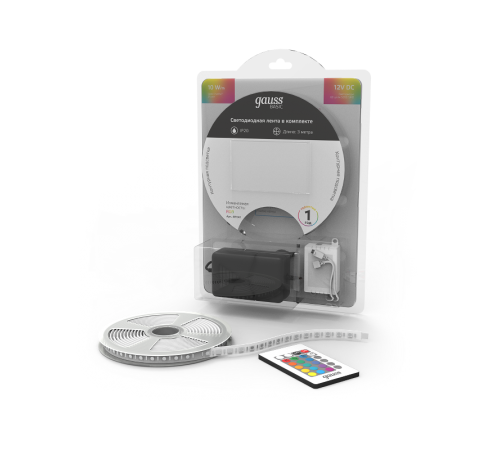 Лента светодиодная Basic в комплекте LED 5050/60 12V 10W/m 700lm/m RGB 10mm IP20 3m 1/50  BT041  Gauss