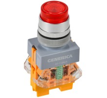 Кнопка D7-11DNZS d=22мм 1з+1р с подсветкой и фиксацией красная  BBT50-11DNZS-3-11-K04-G  GENERICA