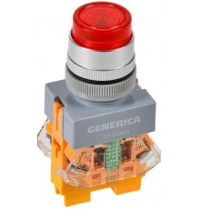 Кнопка D7-11DNZS d=22мм 1з+1р с подсветкой и фиксацией красная  BBT50-11DNZS-3-11-K04-G  GENERICA