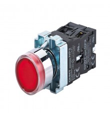 Кнопка управления NP2-BW3465 плоская, красная, 1НО+1НЗ, AC/DC230В (LED), IP40 (R)  574366  CHINT