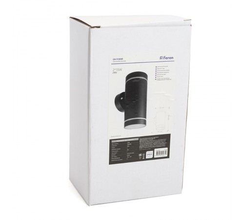 Светодиодный светильник аритектурный 230V 2*GX53, DH1002, черный (на стену вверх/вниз)  11709  FERON