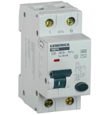 Выключатель автоматический дифференциального тока АВДТ 32 1п+N 25А C 30мА тип AC   MAD25-5-025-C-30  GENERICA