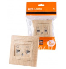 Розетка двойная телефонная RJ11 сосна "Лама"  SQ1815-0318  TDM