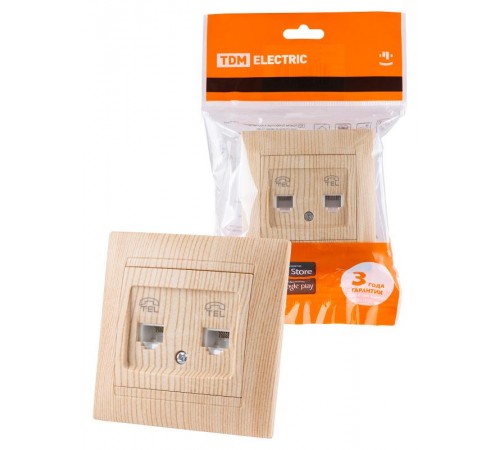 Розетка двойная телефонная RJ11 сосна "Лама"  SQ1815-0318  TDM