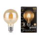 Лампа светодиодная Black LED Filament G95 E27 6W Golden 550lm 2400K  105802006  Gauss