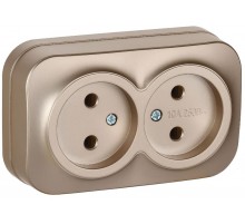 GLORY Розетка 2-местная без з/к/ш о/у 10А РС22-2-ХШм шампань матовый  ERH20-K37M-10  IEK