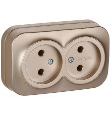 GLORY Розетка 2-местная без з/к/ш о/у 10А РС22-2-ХШм шампань матовый  ERH20-K37M-10  IEK