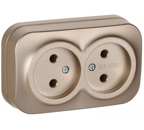 GLORY Розетка 2-местная без з/к/ш о/у 10А РС22-2-ХШм шампань матовый  ERH20-K37M-10  IEK