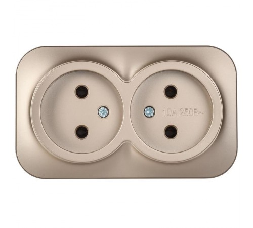 GLORY Розетка 2-местная без з/к/ш о/у 10А РС22-2-ХШм шампань матовый  ERH20-K37M-10  IEK