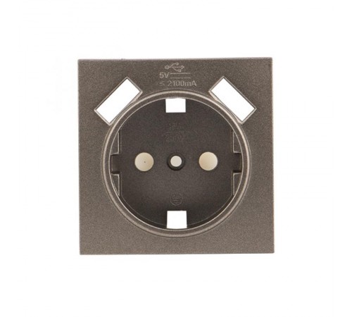 Валенсия лицевая панель розетки 1-местной с/з 16А графит с защ. штор. с 2 USB 2,1А EKF PROxima   ESR16-L-028-60-2USB   EKF