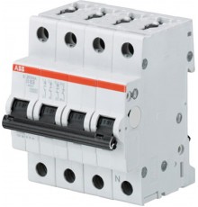 Выключатель автоматический четырехполюсный (3п+N) S203M 10А B 10кА (S203M B10NA)  2CDS273103R0105  ABB