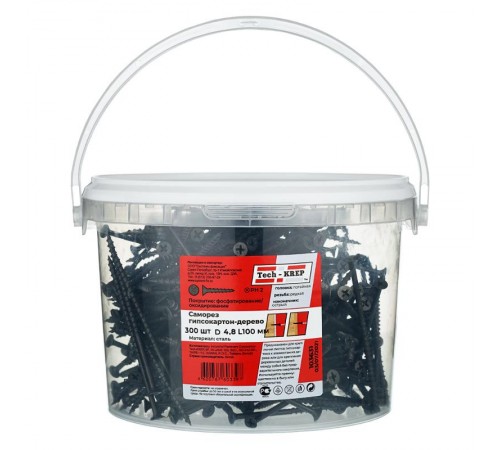 Саморез ШСГД 4,8х100 (300 шт) - ведро ( 2,436 кг)  103631  Tech-KREP