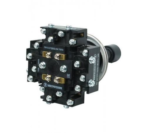 ПК12-21Д822-54 УХЛ3,380В/50Гц,10А,с защ от попад стружки, рукоятка 8 полюс. 5фиксирующ. полож, толкатель 2 полюса, IP54,(ЭТ) ET001484 Электротехник