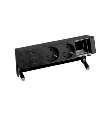 Настольный x4 розеточный блок, 2x2P+E, 2xUSB з/у, 1 пустой модуль, черный, S400  42422000-138  Simon