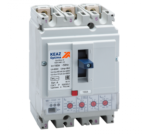 Выключатель автоматический OptiMat D160H-MR1-У3 285503  КЭАЗ