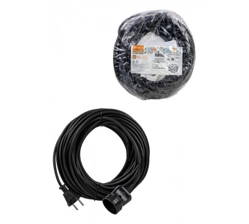 Удлинитель-шнур силовой народный ПВС 2200 Вт б/з, 20м, штепс. гнездо  SQ1307-0207  TDM