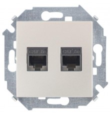 Simon 15 Шампань Розетка компьютерная двойная RJ45 кат.5e (AMP)  1591552-034  Simon