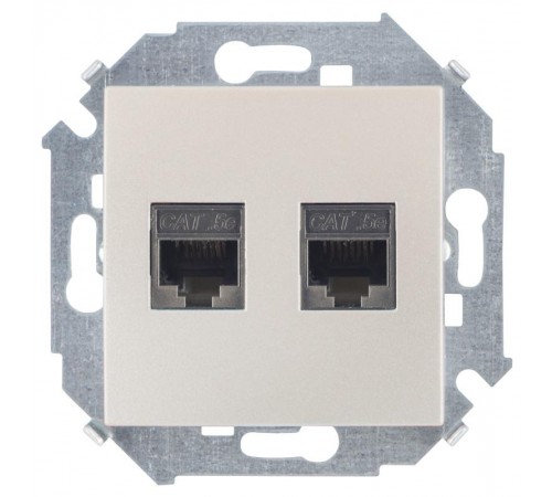 Simon 15 Шампань Розетка компьютерная двойная RJ45 кат.5e (AMP)  1591552-034  Simon