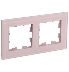 BRITE Рамка 2-ая РУ-2-2-Бр стекло розовый матовый  BR-M22-G-31-K14  IEK