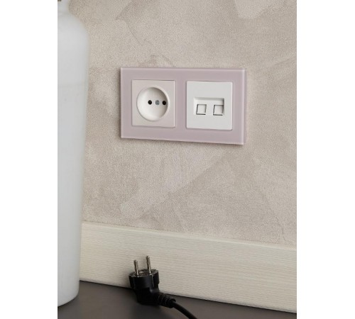 BRITE Рамка 2-ая РУ-2-2-Бр стекло розовый матовый  BR-M22-G-31-K14  IEK